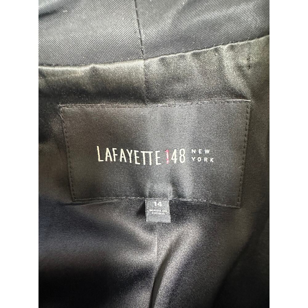 Lafayette 148 New York Tweed Blazer Teal Metallic Size 14 Runs Small - Picture 8 of 10